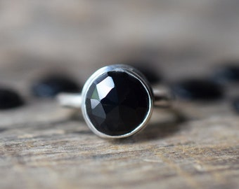 NEW! Choose Your Stone Sterling Silver Onyx Ring, Rose Cut Stone, Black Stone, Gothic Ring