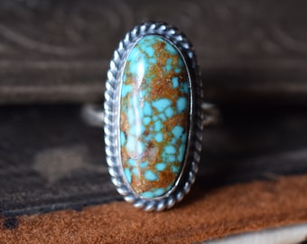 Multi-Color Poseidon Turquoise Statement Ring Handstamped 925 Size 7.5