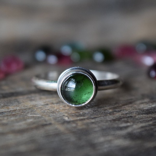 Choose Your Stone Colorful Tourmaline Ring, Natural Smooth Cut Tourmaline, Sterling Silver