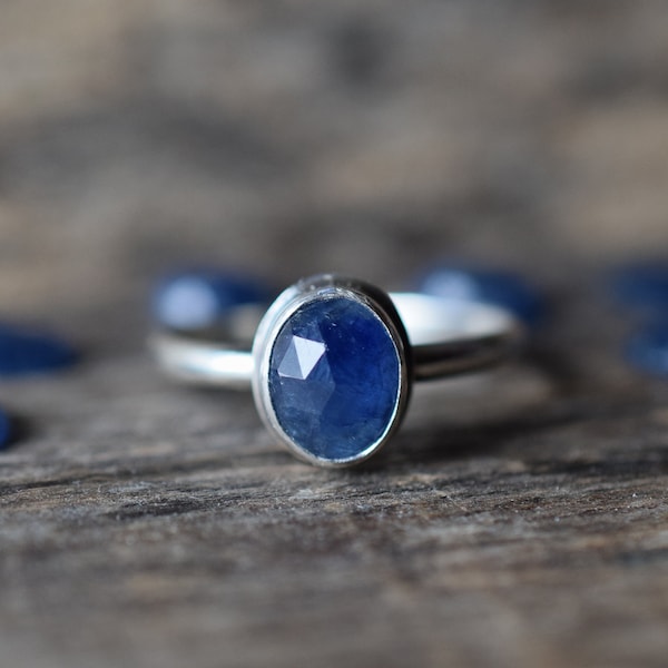 Choose Your Stone, Natural Blue Sapphire Ring, Alternative Engagement Ring, Rustic Sapphire Ring, Sterling Silver