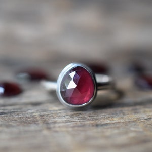 New Stones Choose Your Stone, Sterling Silver Garnet Ring, Rose Cut Stones, January Birthstone image 1