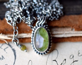 Tiny Oval Watermelon Tourmaline Necklace, Sterling Silver, Pink and Green Stone