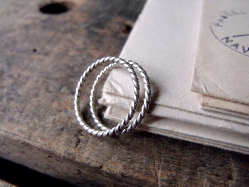 Silver Twist Stacking Ring Thin Stackable Band Everyday Ring Sterling Silver Minimalist Rings
