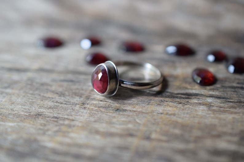 New Stones Choose Your Stone, Sterling Silver Garnet Ring, Rose Cut Stones, January Birthstone image 2