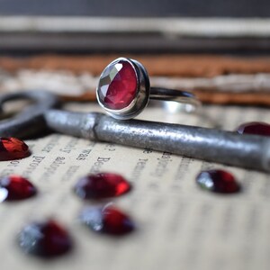 New Stones Choose Your Stone, Sterling Silver Garnet Ring, Rose Cut Stones, January Birthstone image 3