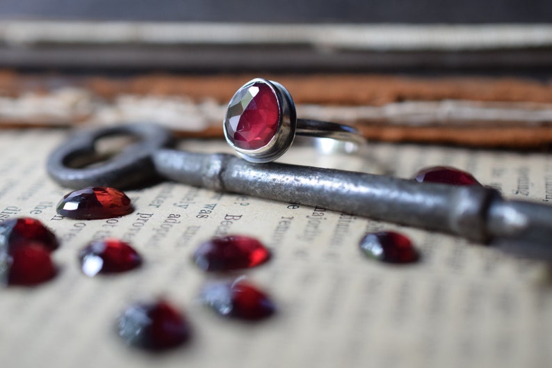 New Stones Choose Your Stone, Sterling Silver Garnet Ring, Rose Cut Stones, January Birthstone image 3