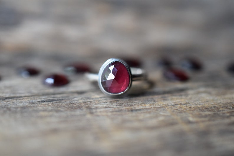 New Stones Choose Your Stone, Sterling Silver Garnet Ring, Rose Cut Stones, January Birthstone image 1