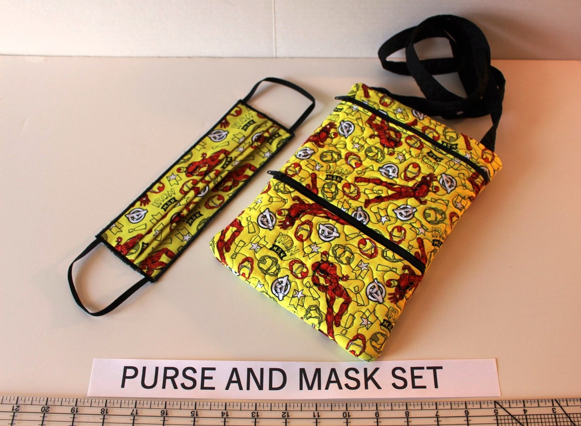 Purse & Mask Set 3 Pockets 2 Zippered Ipad Purse Large Etsy Denmark