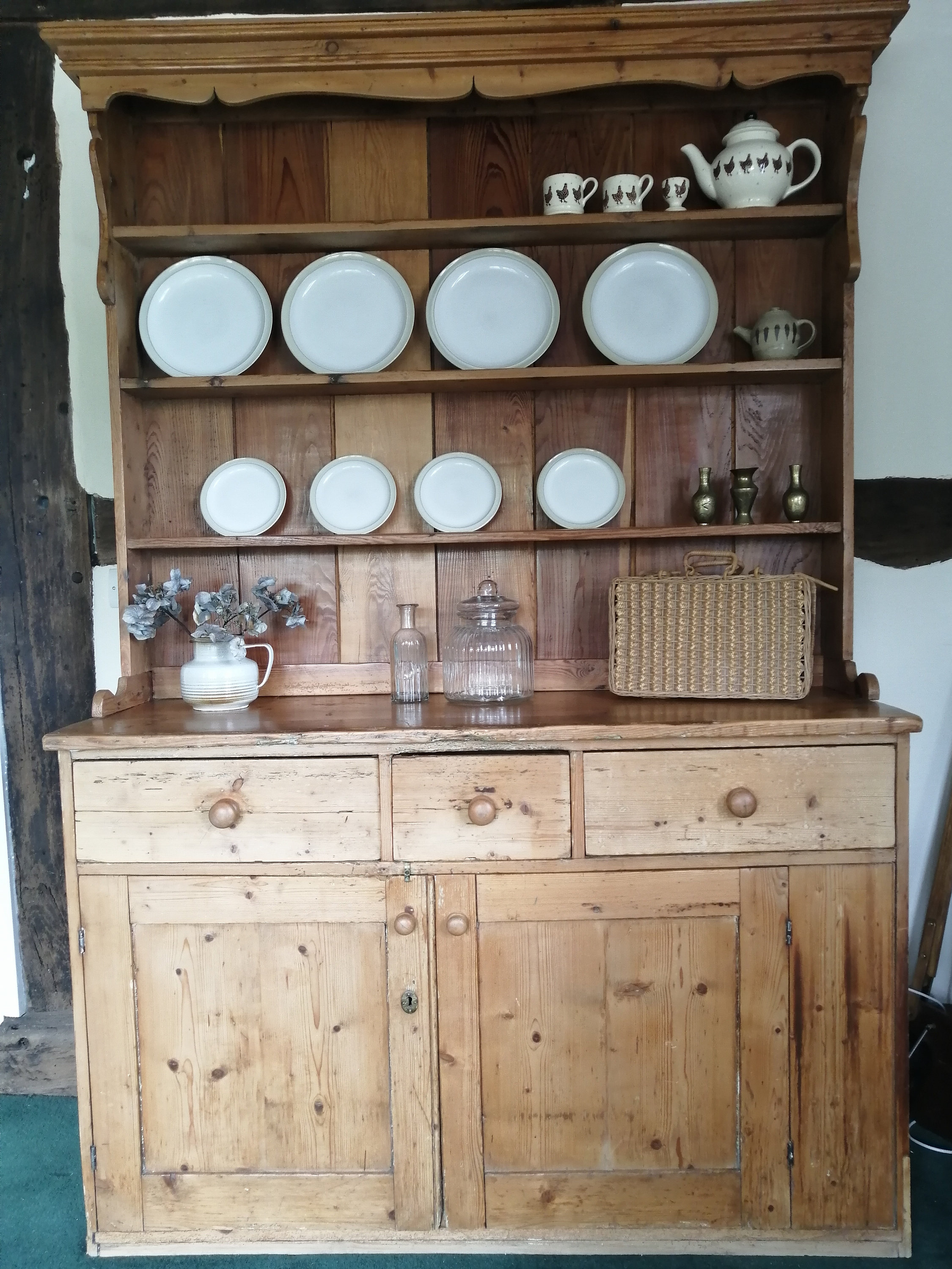 Antique Kitchen Farmhouse Dresser Pine Rustic Vintage