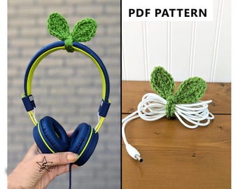 Crochet Leaf Sprout Pattern | PATTERN ONLY PDF download | Cute Crochet Accessory | For Headphone, Cable Organizer, Bookmark, Bag Charm