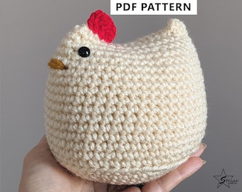 Huhn Häkelanleitung | NUR MUSTER PDF Download | Süßes gehäkeltes Huhn Amigurumi | Mit Garn #4 (Medium) ein Huhn beliebiger Größe häkeln
