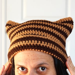 Cute Cat Ear Beanie - Handmade Crochet Cat Hat - Kitty Winter Hat - Handmade Hat - Cat Ears Crochet Square - Pointed Cat Ears Beanie