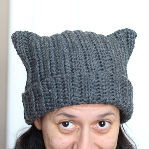 Cute Cat Ear Beanie - Handmade Crochet Cat Hat - Kitty Winter Hat - Handmade Hat - Cat Ears Crochet Square - Pointed Cat Ears Beanie