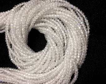 AAA+ Rainbow Moonstone faceted rondelle beads 2mm, Rainbow Moonstone loose gemstone, White Rainbow stone necklace jewelry 13"inch free ship