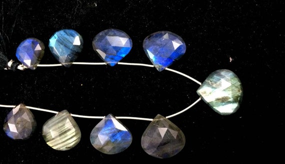 AAA+ Labradorite faceted heart shape briolettes loose gemstone big size beads 17mm-19mm, labradorite stone necklace 10 pecs