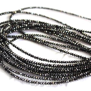 Black Diamond Faceted Rondelle Beads 16 Inch Long 2-3.5mm