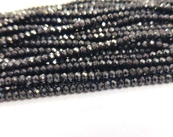 AAA+ Natural Black Spinel Faceted Rondelle Loose Beads 3mm 13"strand Diamond Polished