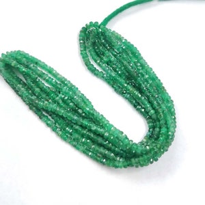 Natural Dark Green Emerald Faceted Rondelle Beads 6&quot; AAA+ Zambian Emerald Rondelle Beads Beautiful Quality Emerald Stone