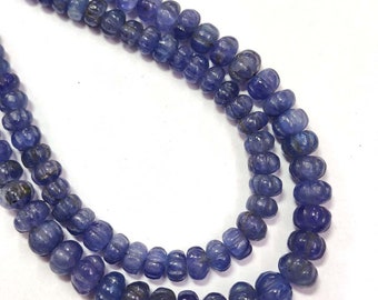 Natural Tanzanite beads, Tanzanite Curved Rondelle AAA Blue Tanzanite Melon Shape 5-7mm Tanzanite Stone 8"