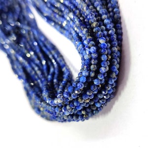 10 Strand AAA Natural 2 MM Lapiz Lazuli Micro Faceted Rondelle Beads 13 Inch Lapiz Lazuli Micro Faceted Rondelle Beads