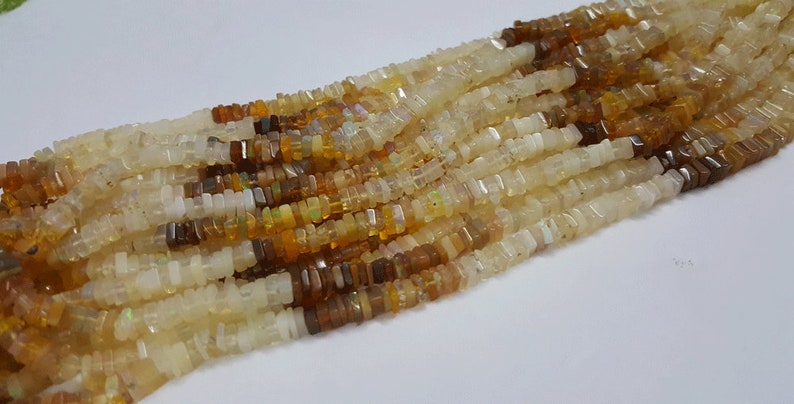 Opal Stone Beads 16inch strand AAA Natural Square Shape Smooth Ethiopian opal Heishi Shape Beads 4-6mm