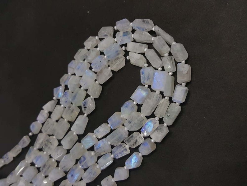 AAA AAA Grade Natural Gemstone Blue Flash Stone 15strand Natural Rainbow Moonstone Leaser Cut Faceted Nuggets Shape Beads 10-15mm