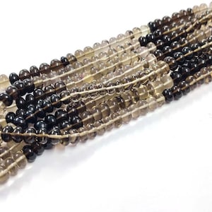 Rookkwarts gladde rondelle kralen 5-9 mm natuurlijke bruine kwarts effen rondelle kralen 16" gearceerde kwarts stenen sieraden ketting