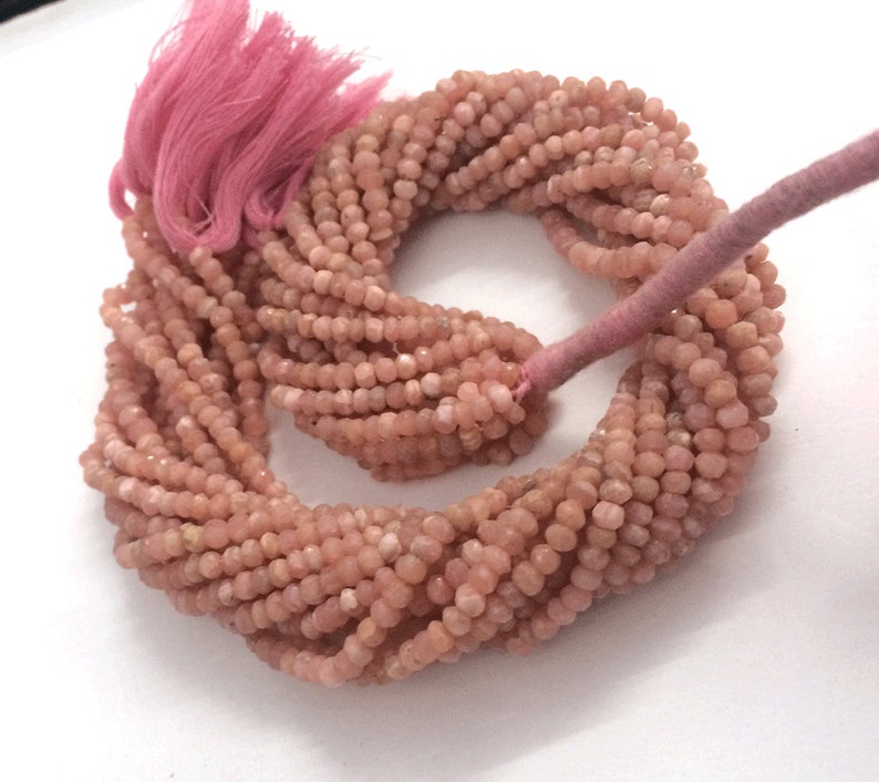 AAA quality Rhodochrosite faceted rondelle loose gemstone beads 13.5inch strand wholesale price image 3