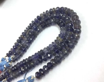 AAA Iolite faceted rondelle beads, Iolite loose gemstone, Iolite stone neckalce 8mm-10mm 8"inch strand, Blue stone