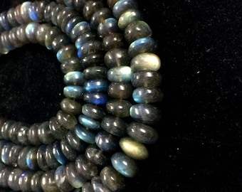 AAA blue flashy Labradorite smooth rondelle beads, Labradorite loose gemstone, Labradorite stone necklace 8"inch strand 9-10mm