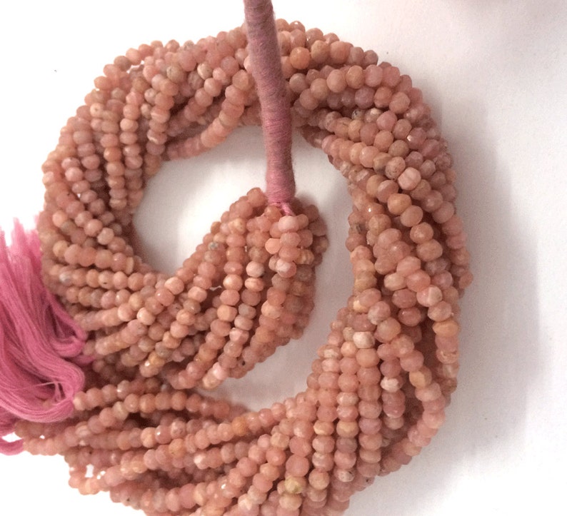 AAA quality Rhodochrosite faceted rondelle loose gemstone beads 13.5inch strand wholesale price image 2