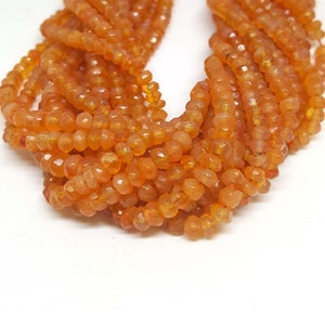5 Strand Carnelian Faceted Rondelle Shape Beads 3-4mm, Carnelian stone Necklace Jewelry Making 13.5&quot;strand