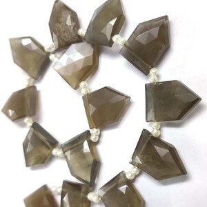 AAA Quality Gray Moonstone Gemstone Briolettes Loose Beads Natural Moonstone Faceted Pentagonal Fancy Shape Beads Making Jewelry Gemstone