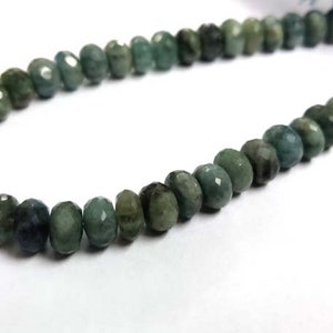 Aquamarine Gemstone Beads Moss Aquamarine Faceted Rondelle Loose Beads 8&quot;  Natural Aquamarine Beads
