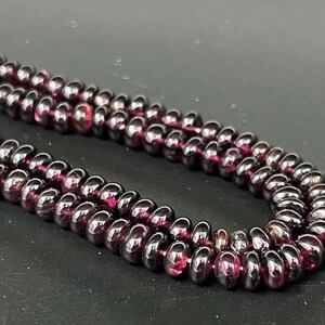 Natural Garnet Plain Rondelle Beads Mozambique Garnet Smooth Rondelle Loose Beads 6-7mm Garnet Stone 10"