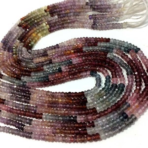 Multi Spinel Faceted Rondelle Beads AAA Spinel Rondelle Beads Natural Multi Spinel Faceted Loose Gemstone Beads Fine Quality 3-4mm image 4