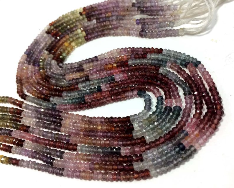 Multi Spinel Faceted Rondelle Beads AAA Spinel Rondelle Beads Natural Multi Spinel Faceted Loose Gemstone Beads Fine Quality 3-4mm image 4