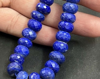 10mm Blue Lapis Lazuli Rondelle Loose Beads AAA+ Fine Cut Lapis Faceted Rondelle Beads Natural Lapis Beads Jewelry Necklace