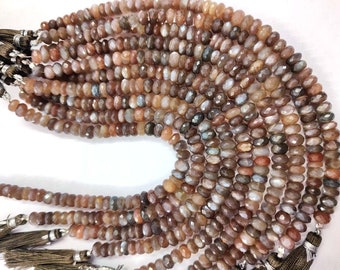 Natural Brown Moonstone Faceted Rondelle Beads AAA Chocolate Moonstone Beads 5-6mm, Moonstone Rondelle 8"