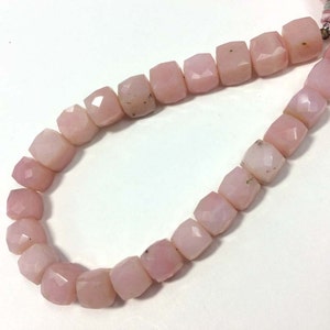 Pink Opal Faceted Cube Beads Opal Faceted Square Shape Beads Natural Opal 3D Cube Loose Beads