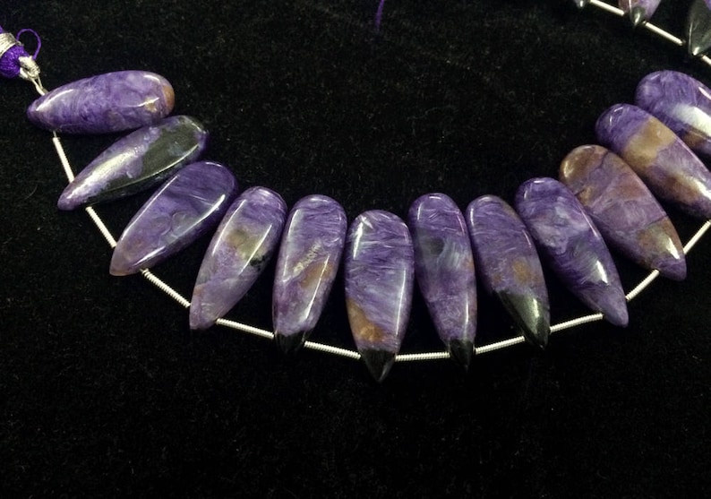 Natural rare Charoite smooth pear beads AAA charoite stone charoite loose gemstone necklace jewelry
