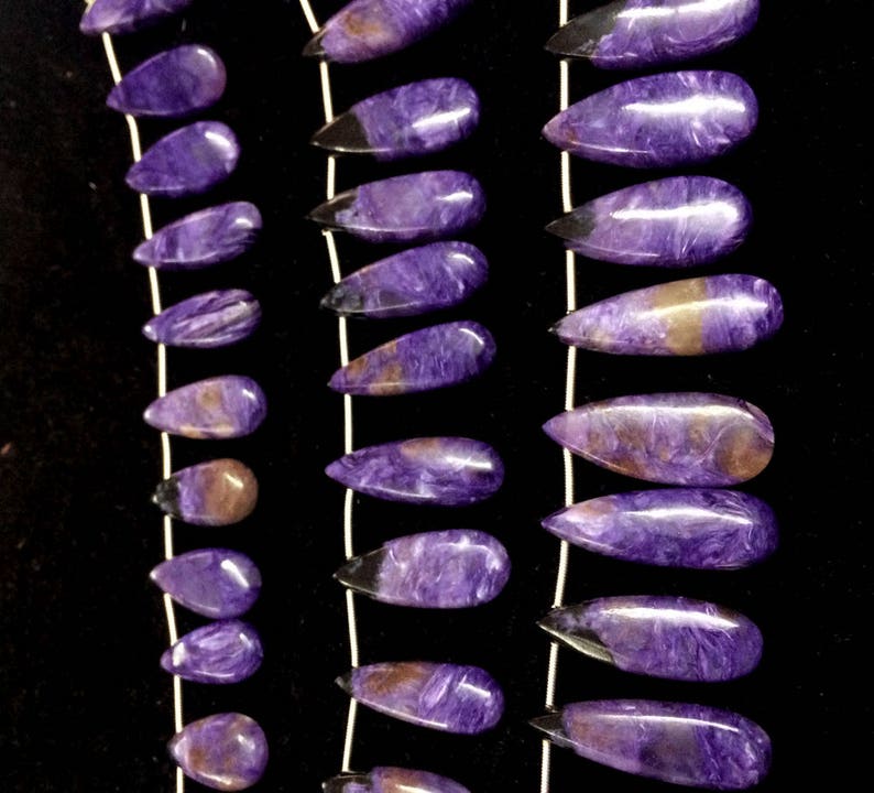 Natural rare Charoite smooth pear beads AAA charoite stone charoite loose gemstone necklace jewelry