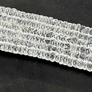 Crystal Quartz Faceted Tyre Shape Beads Natural Clear Crystal Heishi Cut AAA+ Quartz Stone Rondelle Crystal Quartz Tyre Beads