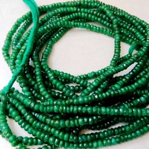 AAA Emerald micro faceted rondelle beads 3.5mm- 4