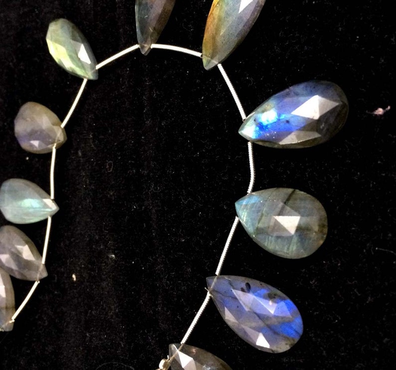 Labradorite faceted pear shape briolettes loose gemstone big size beads 14x20mm-15x25mm AAA labradorite stone necklace 10 pecs