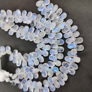 Blue Fire Rainbow Moonstone Faceted Pear Shape Beads AAA+ Moonstone Teardrops Briolettes Loose gemstone 8"