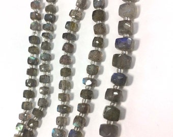 AAA natural labradorite faceted cube briolettes loose gemstone beads 5mm-6mm 8"inch strand wholesale price, labradorite stone necklace