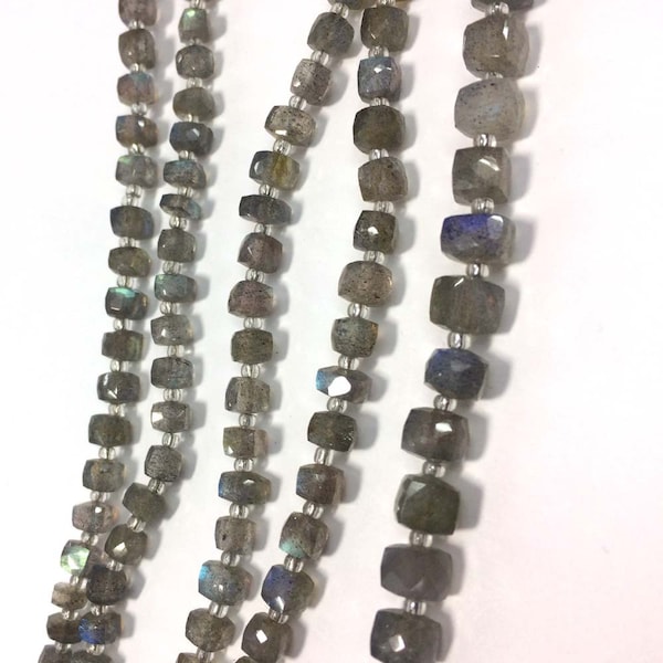 AAA natural labradorite faceted cube briolettes loose gemstone beads 5mm-6mm 8"inch strand wholesale price, labradorite stone necklace