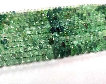 AAA+ Indian Fluorite Faceted Rondelle Beads Natural Green Fluorite Gemstone Beads Shaded Fluorite Stone Rondelle 8"