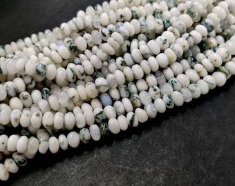 Tree Agate Smooth Rondelle Beads AAA Natural Agate Plain Rondelle Beads 16" Agate Stone Rondelle 8-9mm